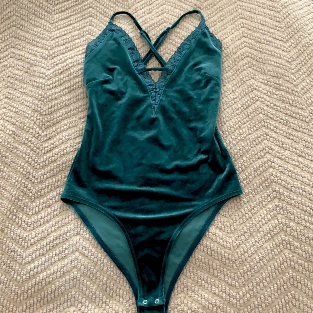 Velvet green bodysuit
